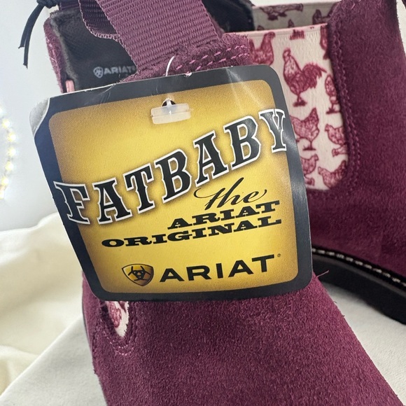 Ariat Womens FatBoy Suede Ankle Boots with Chicken Pattern NIB - Picture 7 of 9